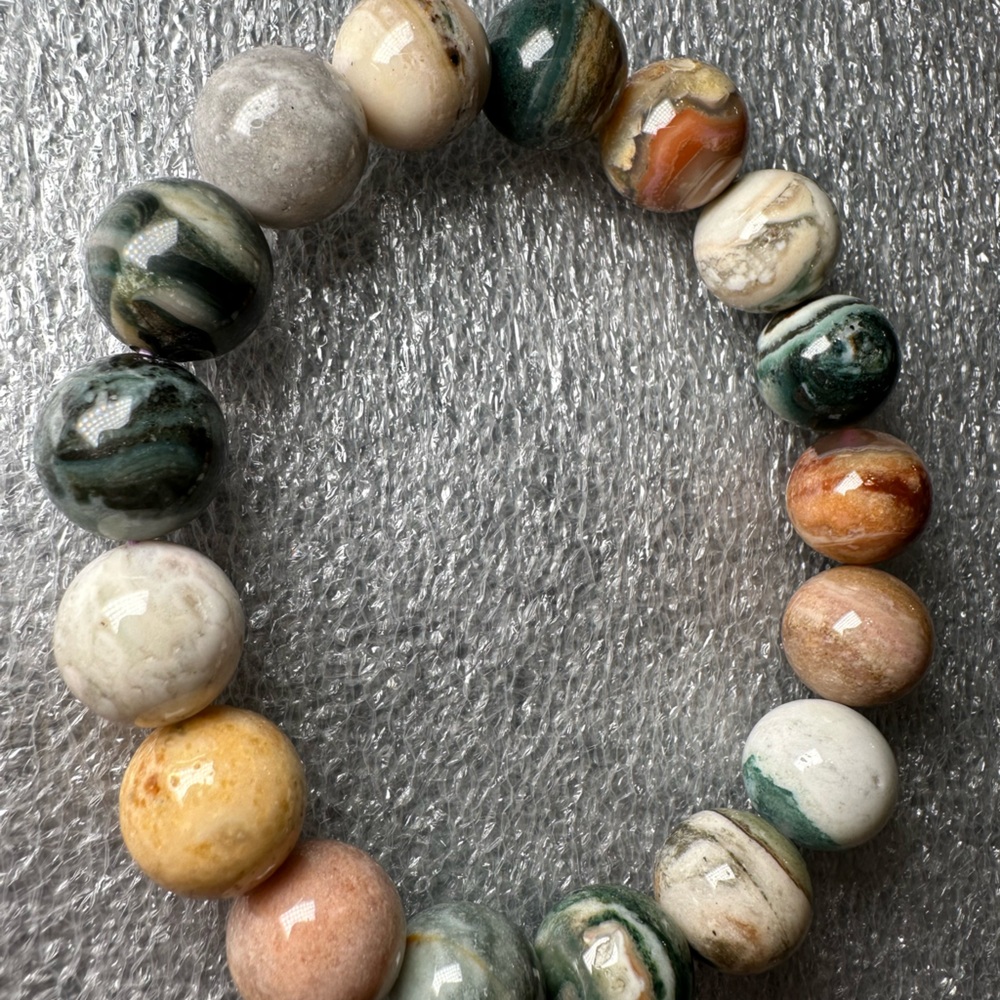 Gorgeous 12MM Alashan Lace Agate Natural Crystal Bracelet